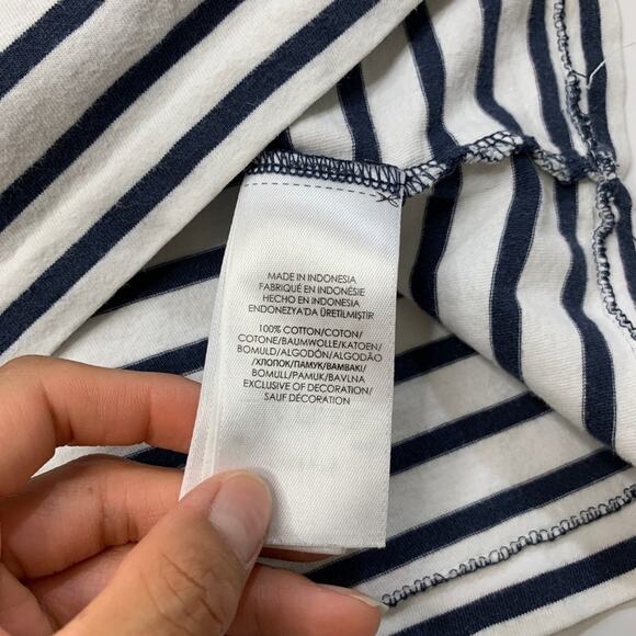 Polo Ralph Lauren Shirt Mens L White Navy Classic Fit Striped V Neck Pocket Tee - Picture 6 of 9